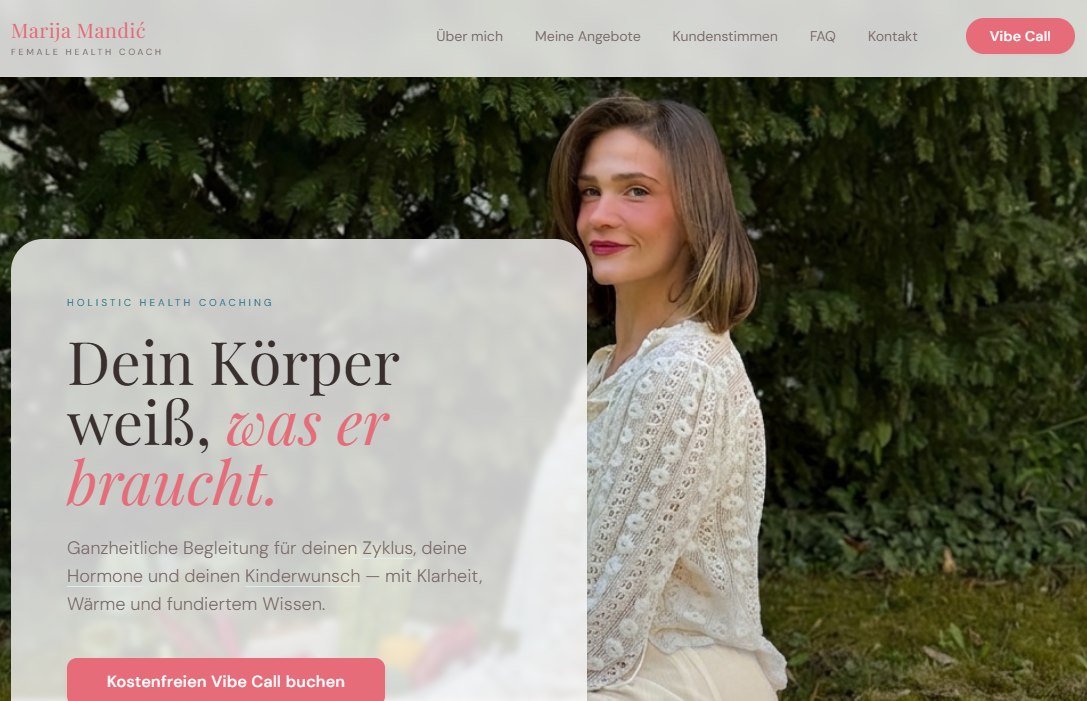 Website-Beispiel: Health Coaching